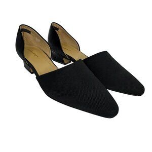 Vintage Impo Black Leather &‎ Fabric Pointed Toe Patsy Heels Women's Size 7.5